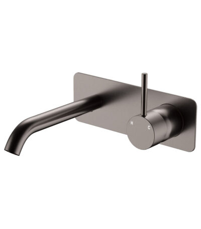 Kaya Up Basin/Bath Wall Mixer Set, Rectangular Plate, 160mm Outlet, Gun Metal