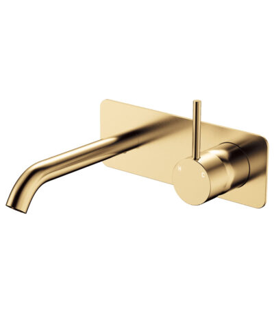 Kaya Up Basin/Bath Wall Mixer Set, Rectangular Plate, 160mm Outlet, Urban Brass