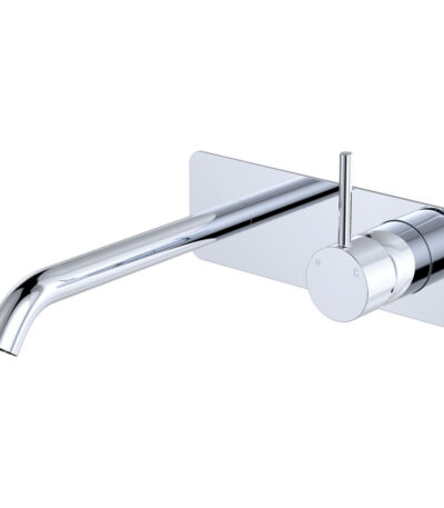 Kaya Up Basin/Bath Wall Mixer Set, Rectangular Plate, 200mm Outlet, Chrome