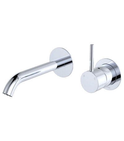 Kaya Up Basin/Bath Wall Mixer Set, Round Plates, 160mm Outlet, Chrome