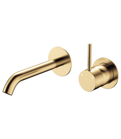 Kaya Up Basin/Bath Wall Mixer Set, Round Plates, 160mm Outlet, Urban Brass
