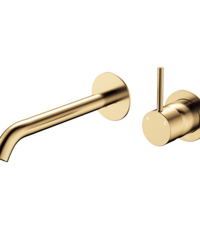 Kaya Up Basin/Bath Wall Mixer Set, Round Plates, 200mm Outlet, Urban Brass