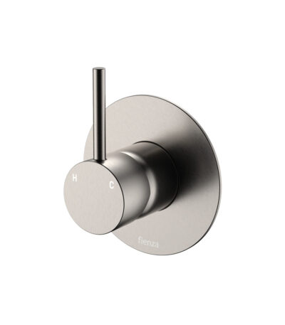 Kaya Up Wall Mixer, Large Round Plate, Brushed Nickel