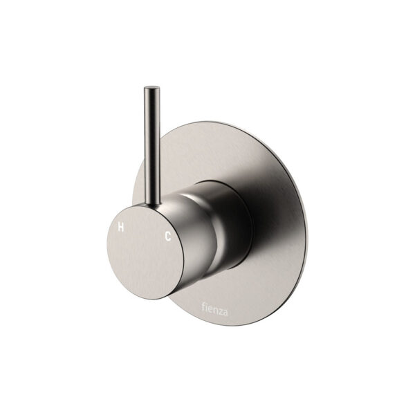 Kaya Up Wall Mixer, Large Round Plate, Brushed Nickel