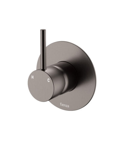 Kaya Up Wall Mixer, Large Round Plate, Gun Metal