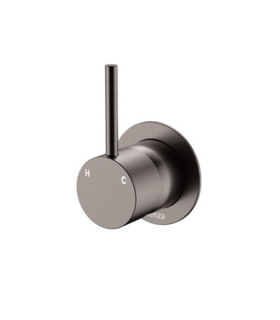 Kaya Up Wall Mixer, Small Round Plate, Gun Metal