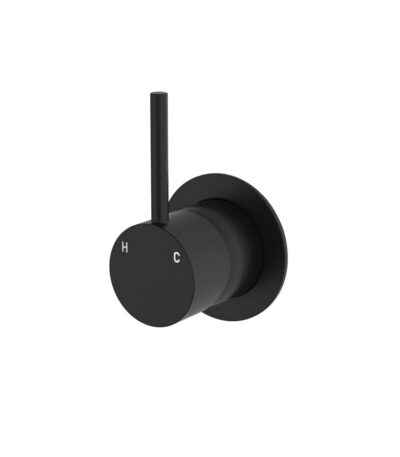 Kaya Up Wall Mixer, Small Round Plate, Matte Black