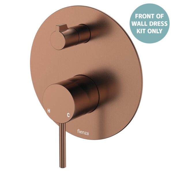 Kaya Wall Diverter Mixer Dress Kit, Large Round Plate, Brushed Copper
