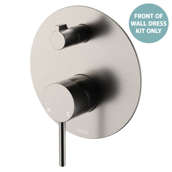 Kaya Wall Diverter Mixer Dress Kit, Large Round Plate, Brushed Nickel