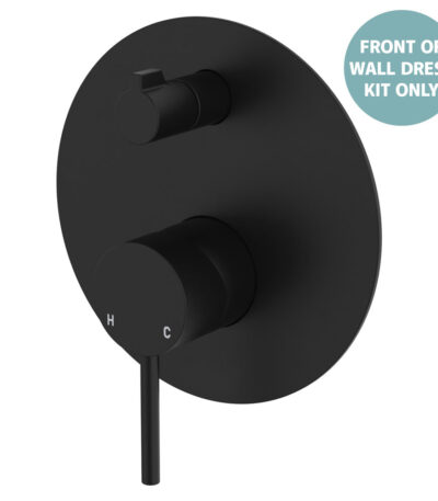Kaya Wall Diverter Mixer Dress Kit, Large Round Plate, Matte Black