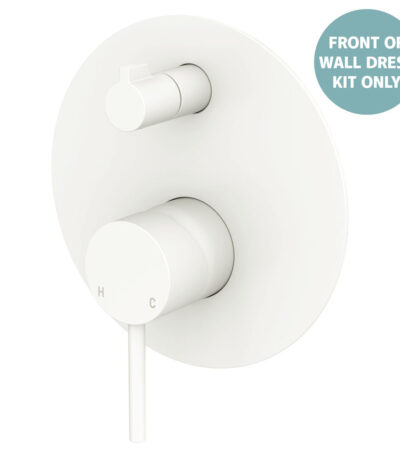 Kaya Wall Diverter Mixer Dress Kit, Large Round Plate, Matte White
