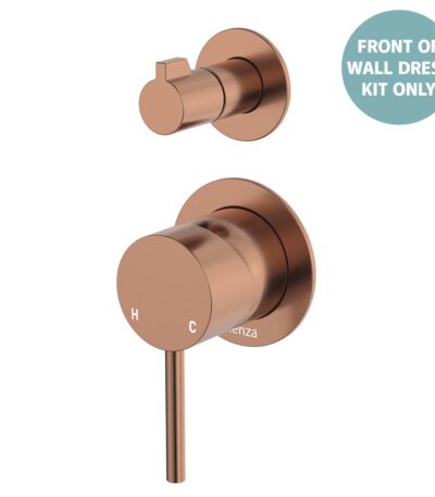 Kaya Wall Diverter Mixer Dress Kit, Small Round Plates, Brushed Copper