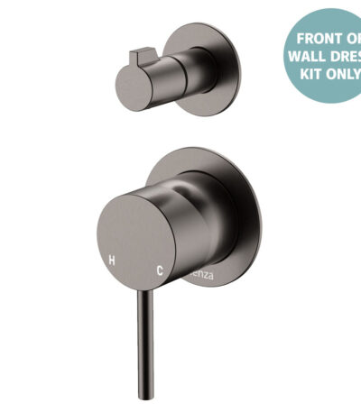 Kaya Wall Diverter Mixer Dress Kit, Small Round Plates, Gun Metal