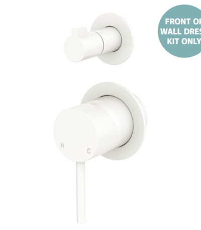 Kaya Wall Diverter Mixer Dress Kit, Small Round Plates, Matte White