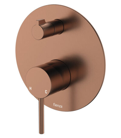 Kaya Wall Diverter Mixer, Large Round Plate, Brushed Copper