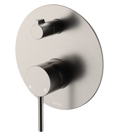 Kaya Wall Diverter Mixer, Large Round Plate, Brushed Nickel