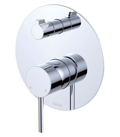 Kaya Wall Diverter Mixer, Large Round Plate, Chrome