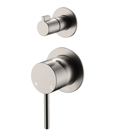 Kaya Wall Diverter Mixer, Small Round Plates, Brushed Nickel
