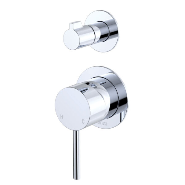 Kaya Wall Diverter Mixer, Small Round Plates, Chrome