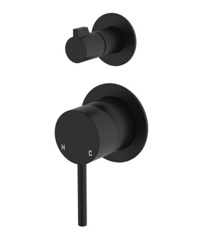 Kaya Wall Diverter Mixer, Small Round Plates, Matte Black