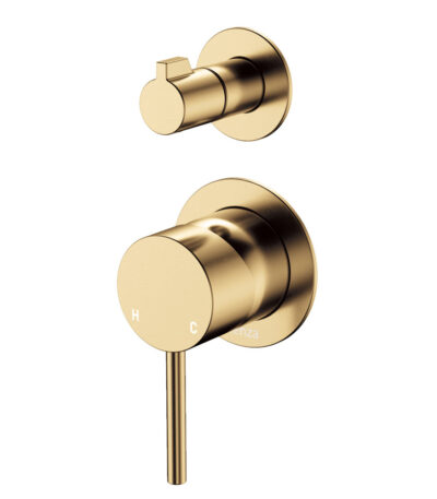 Kaya Wall Diverter Mixer, Small Round Plates, Urban Brass