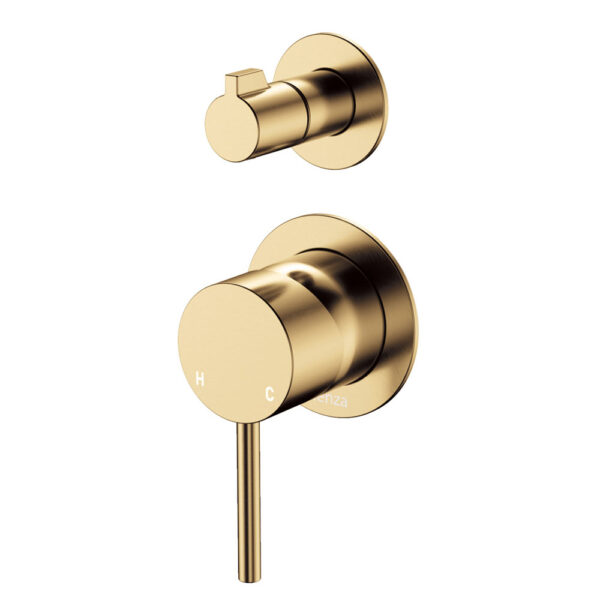 Kaya Wall Diverter Mixer, Small Round Plates, Urban Brass