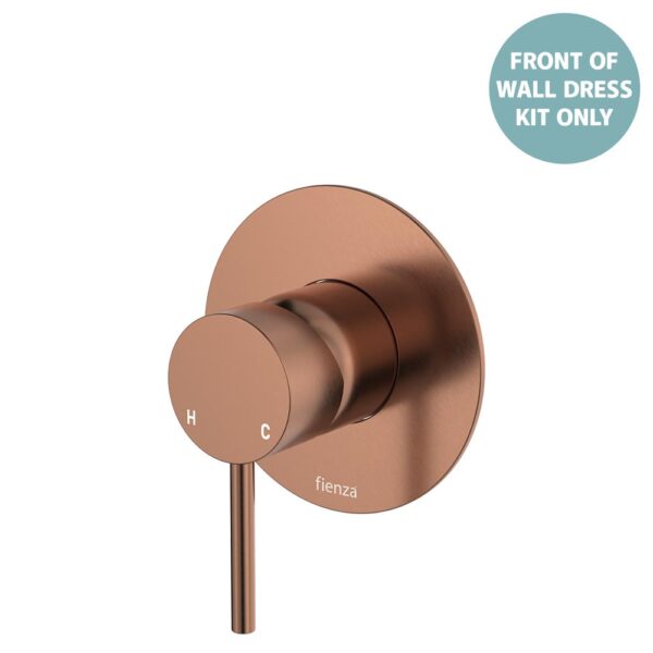Kaya Wall Mixer Dress Kit, Large Round Plate, Brushed Copper