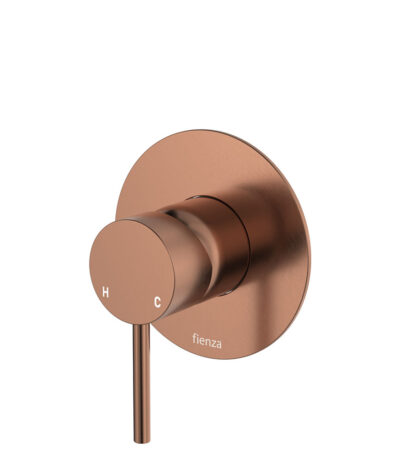Kaya Wall Mixer, Large Round Plate, Brushed Copper