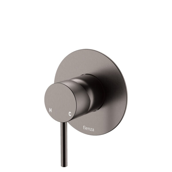 Kaya Wall Mixer, Large Round Plate, Gun Metal