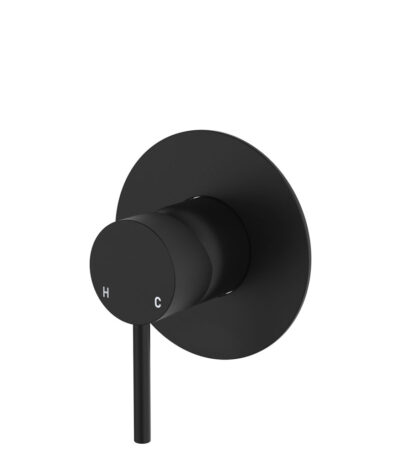 Kaya Wall Mixer, Large Round Plate, Matte Black
