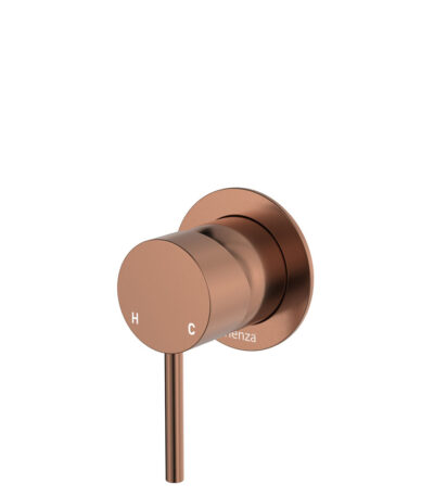 Kaya Wall Mixer, Small Round Plate, Brushed Copper
