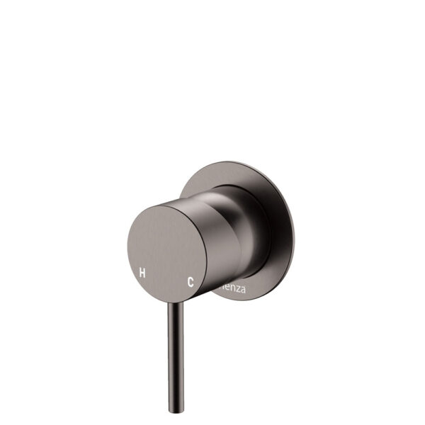 Kaya Wall Mixer, Small Round Plate, Gun Metal