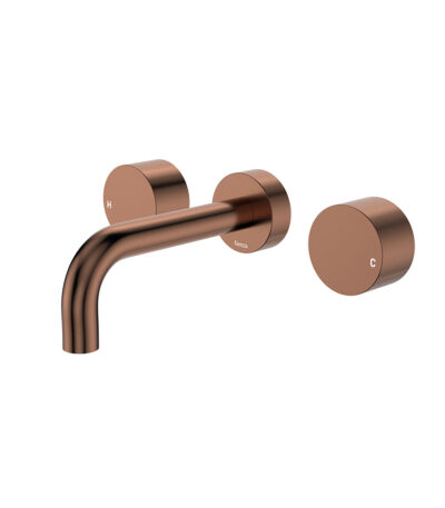 Kaya Wall Set, Round Taps, 130mm Outlet, Brushed Copper