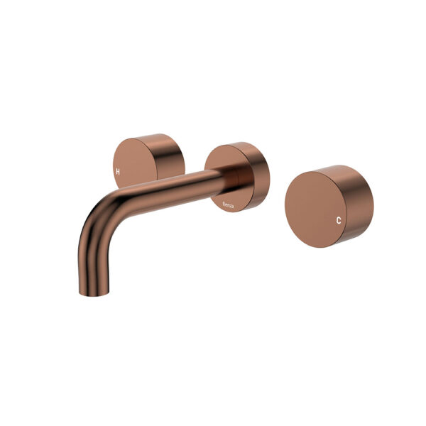Kaya Wall Set, Round Taps, 130mm Outlet, Brushed Copper