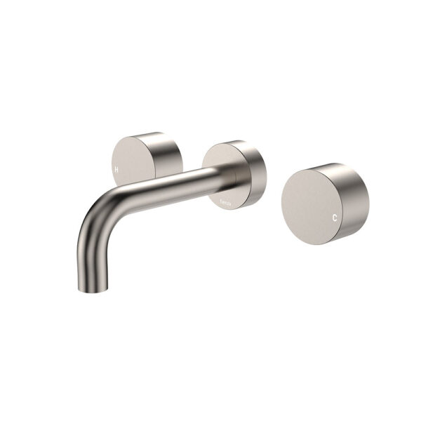 Kaya Wall Set, Round Taps, 130mm Outlet, Brushed Nickel