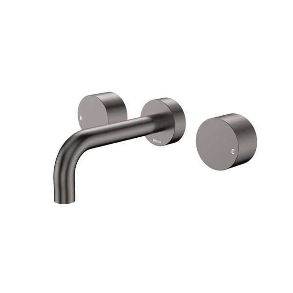 Kaya Wall Set, Round Taps, 130mm Outlet, Gun Metal