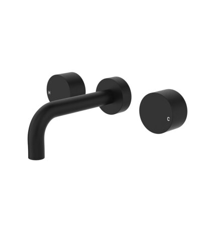 Kaya Wall Set, Round Taps, 130mm Outlet, Matte Black