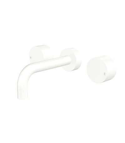 Kaya Wall Set, Round Taps, 130mm Outlet, Matte White
