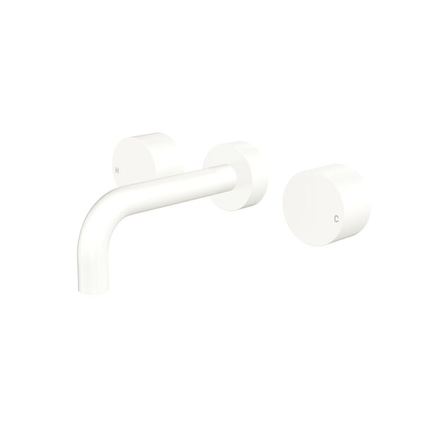 Kaya Wall Set, Round Taps, 130mm Outlet, Matte White