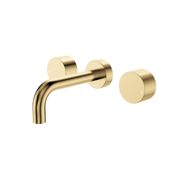 Kaya Wall Set, Round Taps, 130mm Outlet, Urban Brass