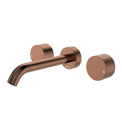 Kaya Wall Set, Round Taps, 180mm Outlet, Brushed Copper