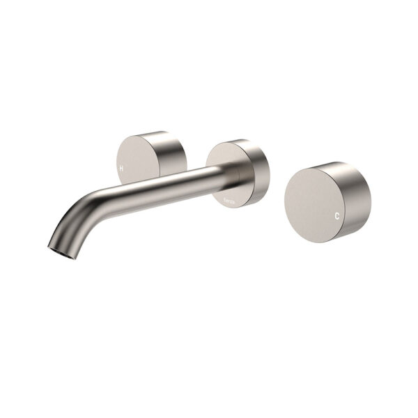 Kaya Wall Set, Round Taps, 180mm Outlet, Brushed Nickel