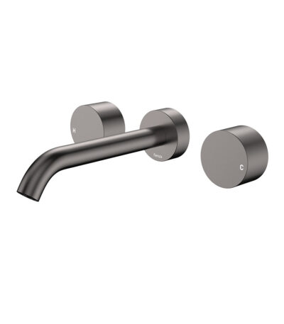 Kaya Wall Set, Round Taps, 180mm Outlet, Gun Metal
