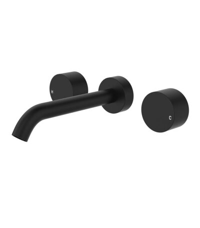 Kaya Wall Set, Round Taps, 180mm Outlet, Matte Black