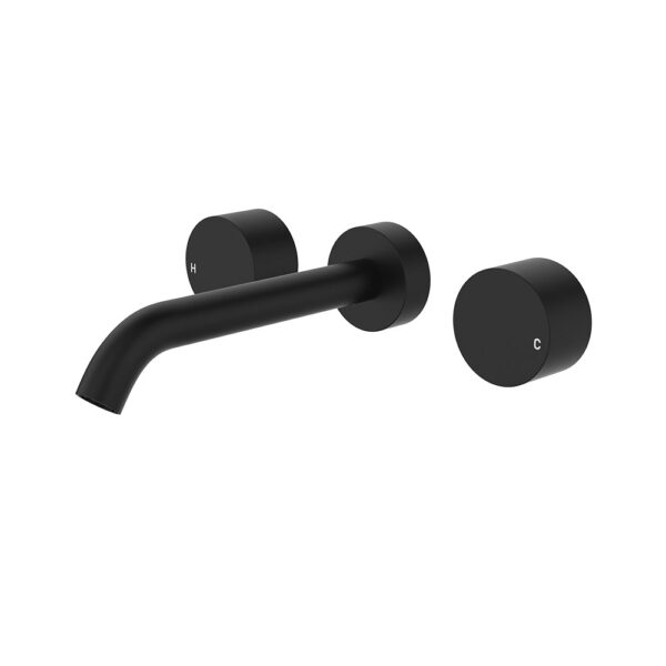 Kaya Wall Set, Round Taps, 180mm Outlet, Matte Black