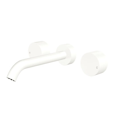 Kaya Wall Set, Round Taps, 180mm Outlet, Matte White
