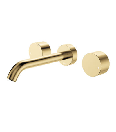 Kaya Wall Set, Round Taps, 180mm Outlet, Urban Brass