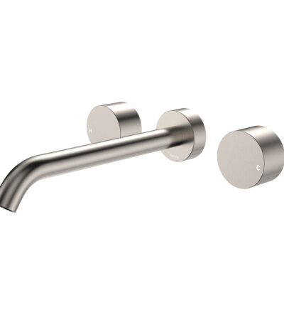 Kaya Wall Set, Round Taps, 220mm Outlet, Brushed Nickel