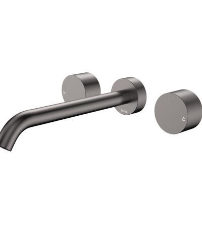 Kaya Wall Set, Round Taps, 220mm Outlet, Gun Metal