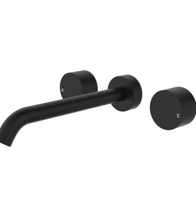 Kaya Wall Set, Round Taps, 220mm Outlet, Matte Black